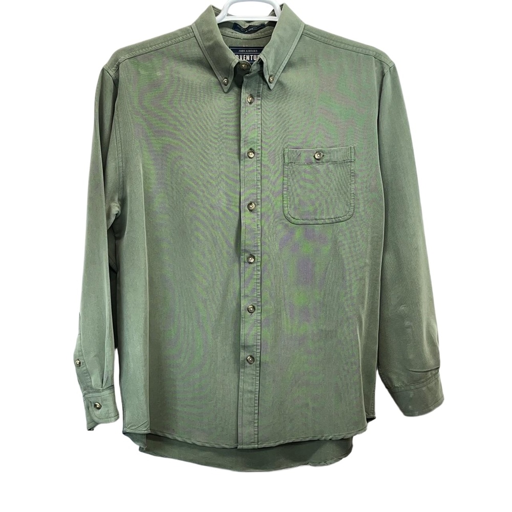 Vintage John Ashford Adventure Mens Olive Green L/S Button Down Shirt Medium